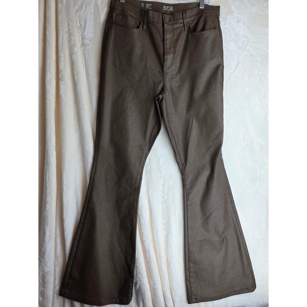 ANA by A New Day Women's Size 12 High Rise Flare Pants Brown‎ Metallic Sheen